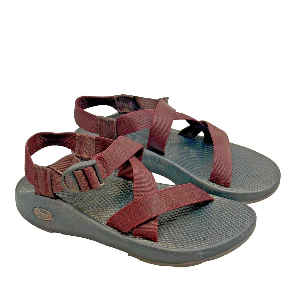 Chaco Z Cloud Sandals Mens 8 Maroon Red Adjustable Strap Outdoor GUC